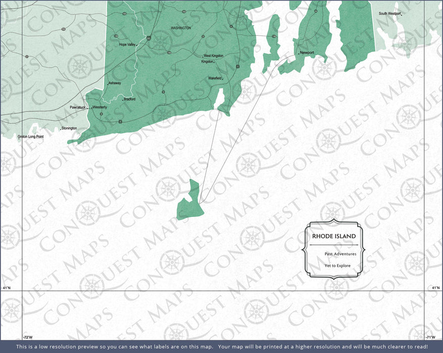 Push Pin Rhode Island Map (Pin Board) - Green Color Splash