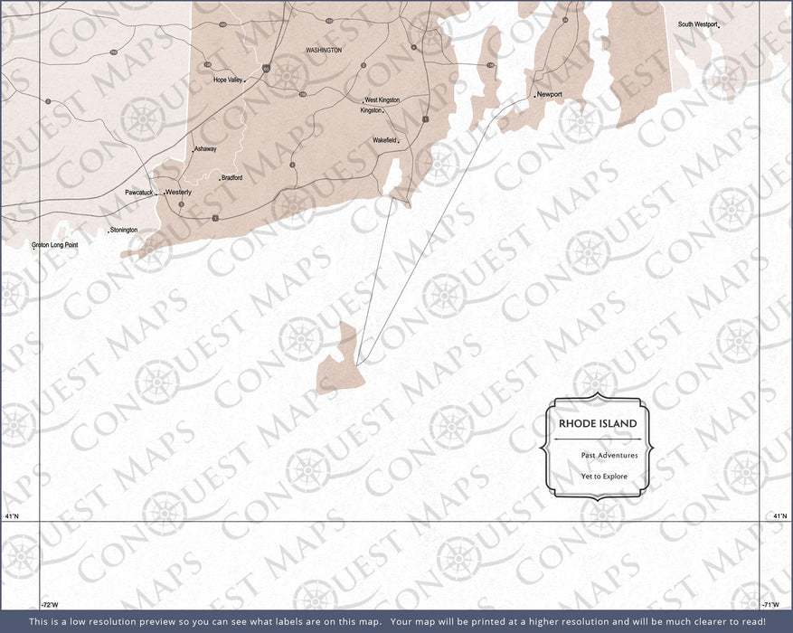 Push Pin Rhode Island Map (Pin Board) - Light Brown Color Splash