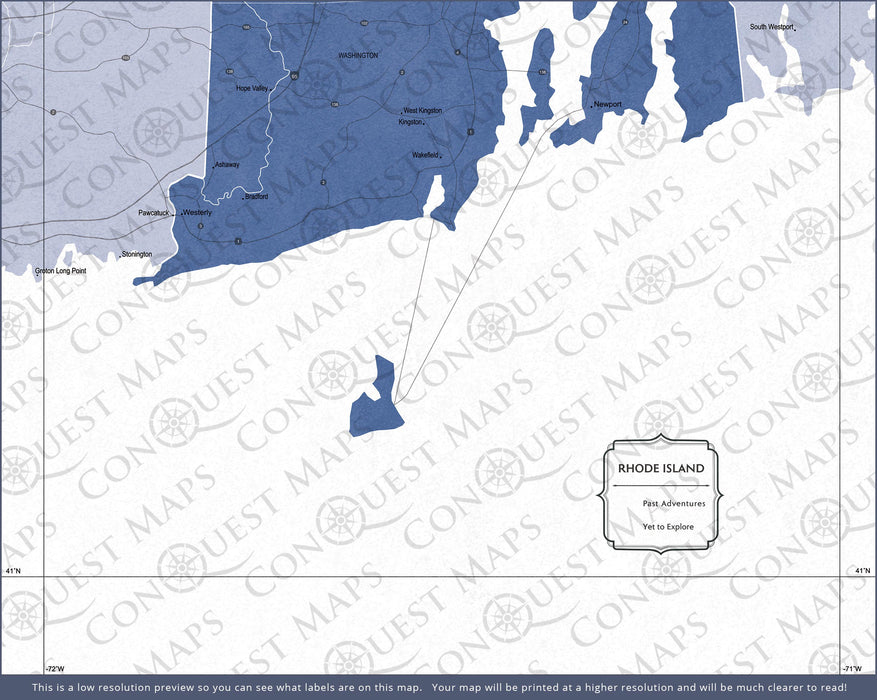 Push Pin Rhode Island Map (Pin Board) - Navy Color Splash