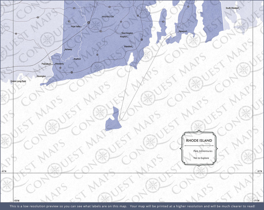 Push Pin Rhode Island Map (Pin Board) - Purple Color Splash