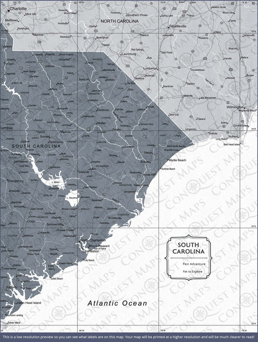 South Carolina Map Poster - Dark Gray Color Splash CM Poster