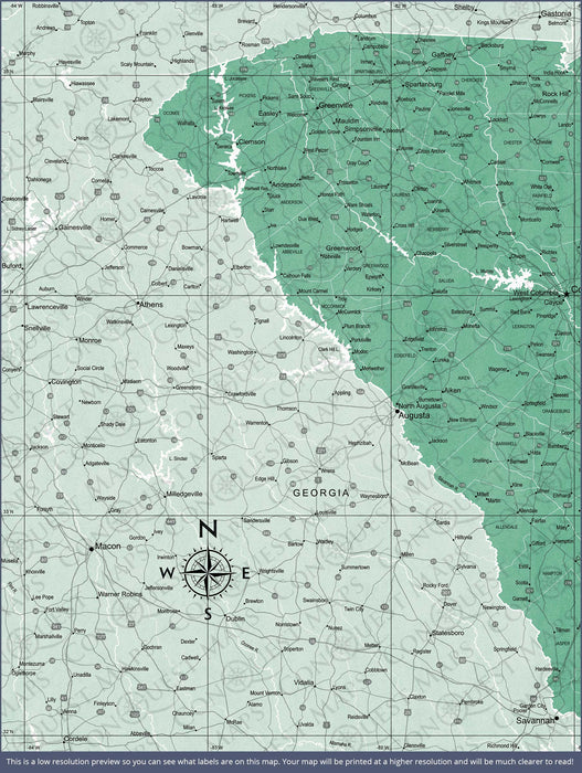 Push Pin South Carolina Map (Pin Board) - Green Color Splash