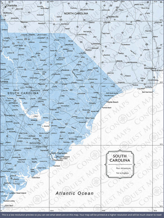 Push Pin South Carolina Map (Pin Board) - Light Blue Color Splash