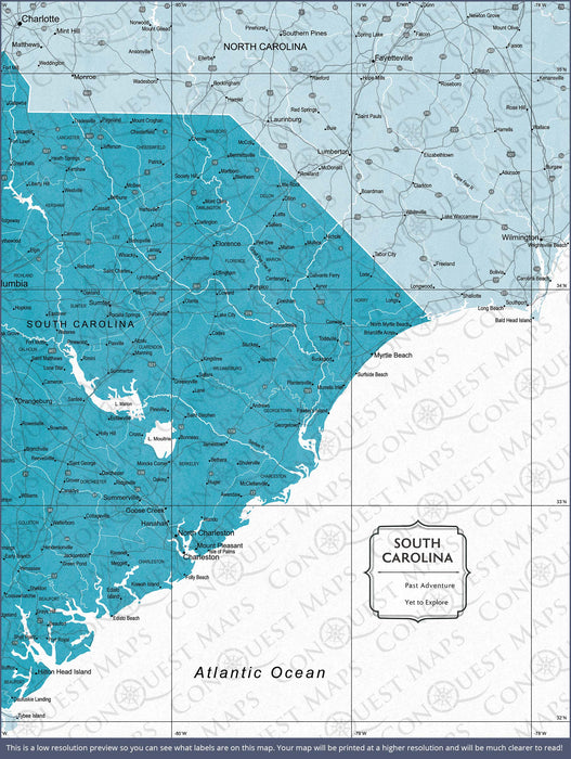South Carolina Map Poster - Teal Color Splash CM Poster
