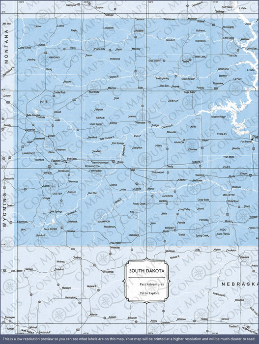 Push Pin South Dakota Map (Pin Board) - Light Blue Color Splash