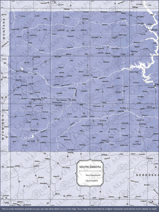 Push Pin South Dakota Map (Pin Board) - Purple Color Splash