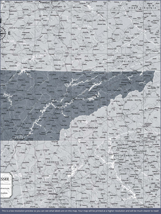 Push Pin Tennessee Map (Pin Board) - Dark Gray Color Splash