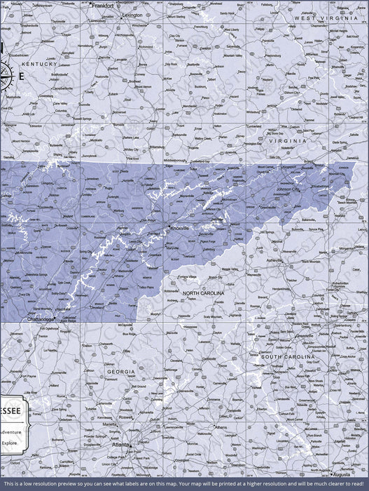 Push Pin Tennessee Map (Pin Board) - Purple Color Splash