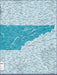Tennessee Map Poster - Teal Color Splash CM Poster