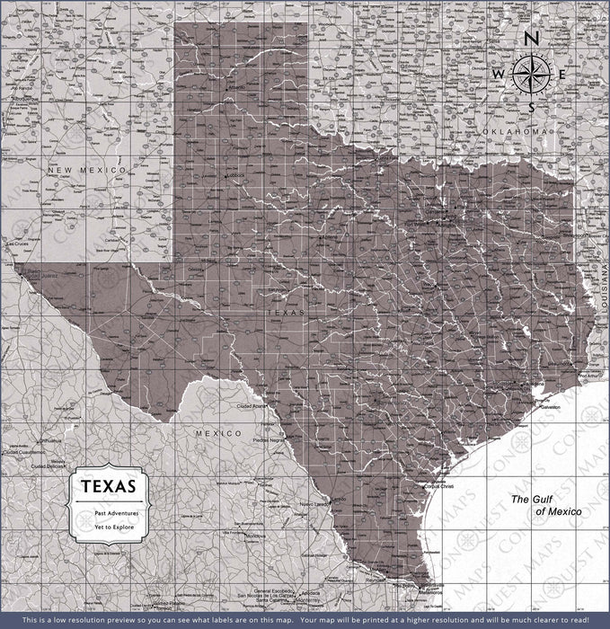 Push Pin Texas Map (Pin Board) - Dark Brown Color Splash CM Pin Board