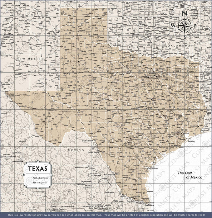 Push Pin Texas Map (Pin Board) - Light Brown Color Splash CM Pin Board