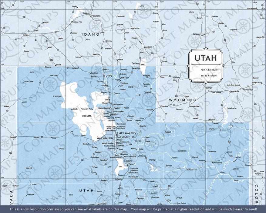 Push Pin Utah Map (Pin Board) - Light Blue Color Splash