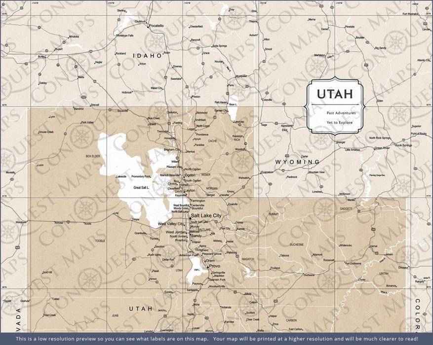 Push Pin Utah Map (Pin Board) - Light Brown Color Splash CM Pin Board