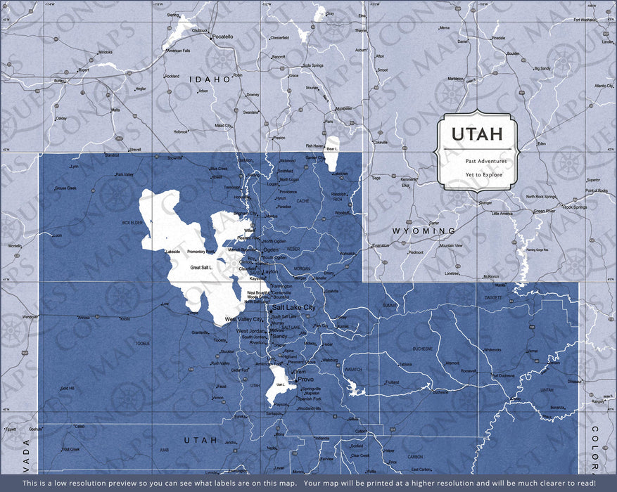Push Pin Utah Map (Pin Board) - Navy Color Splash