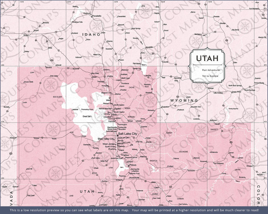 Utah Map Poster - Pink Color Splash CM Poster