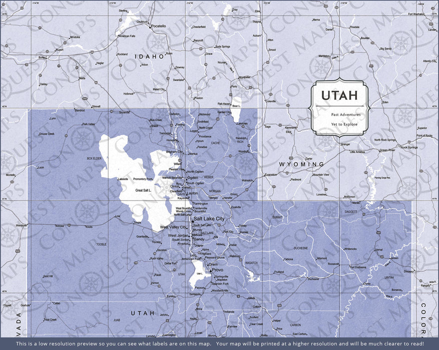 Push Pin Utah Map (Pin Board) - Purple Color Splash