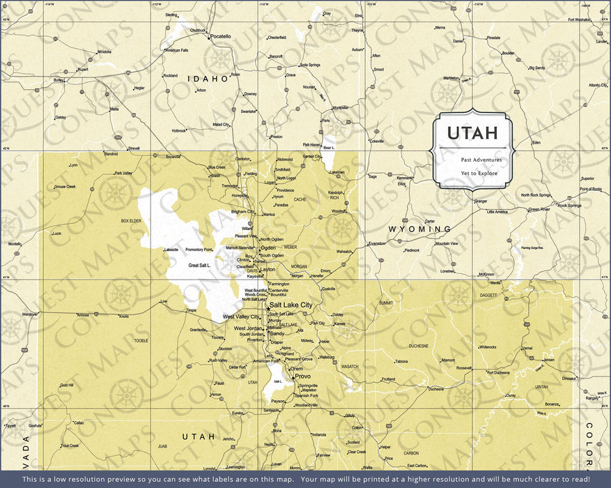 Push Pin Utah Map (Pin Board) - Yellow Color Splash