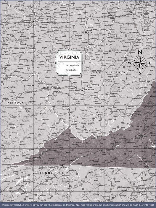 Push Pin Virginia Map (Pin Board) - Dark Brown Color Splash CM Pin Board