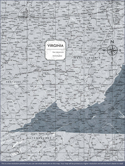 Push Pin Virginia Map (Pin Board) - Dark Gray Color Splash CM Pin Board