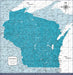 Wisconsin Map Poster - Teal Color Splash CM Poster