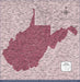 West Virginia Map Poster - Burgundy Color Splash CM Poster