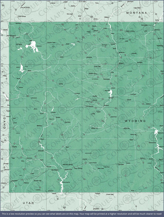 Wyoming Map Poster - Green Color Splash CM Poster