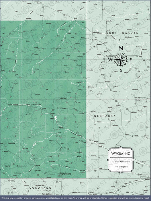 Wyoming Map Poster - Green Color Splash CM Poster