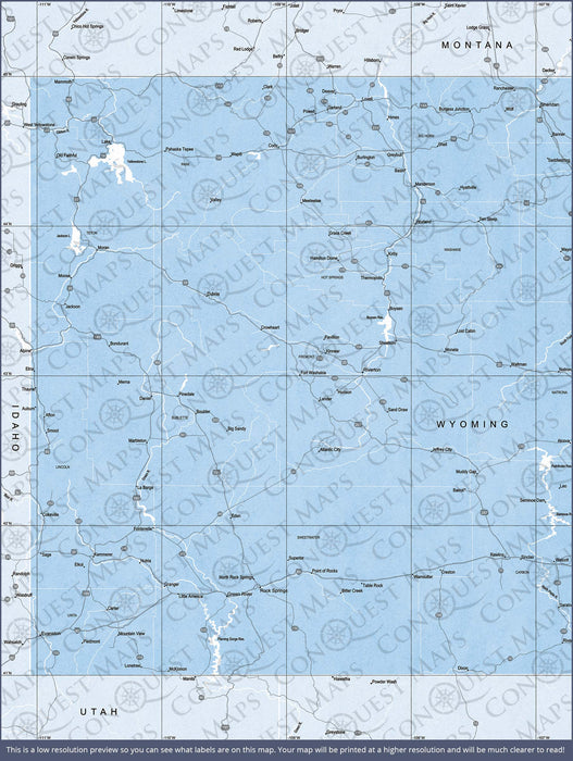 Push Pin Wyoming Map (Pin Board) - Light Blue Color Splash