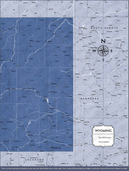 Wyoming Map Poster - Navy Color Splash CM Poster