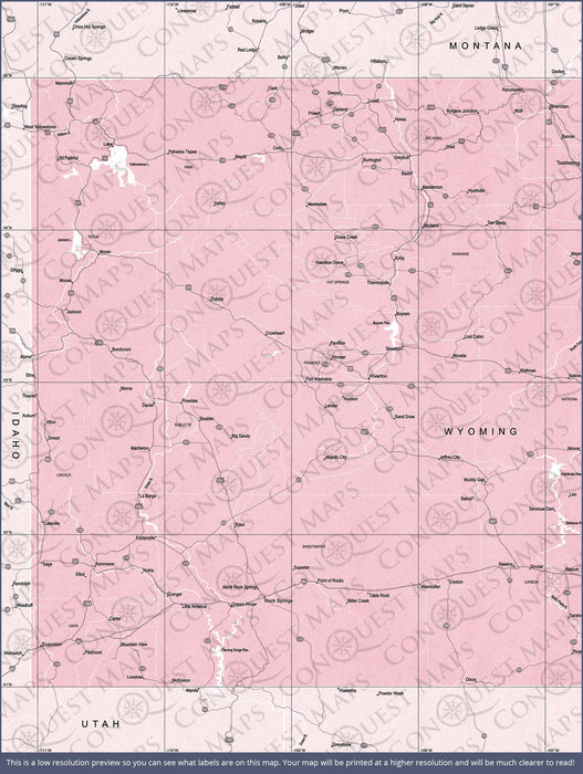 Push Pin Wyoming Map (Pin Board) - Pink Color Splash CM Pin Board