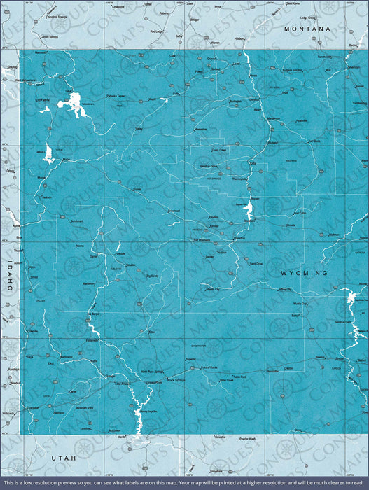 Wyoming Map Poster - Teal Color Splash CM Poster
