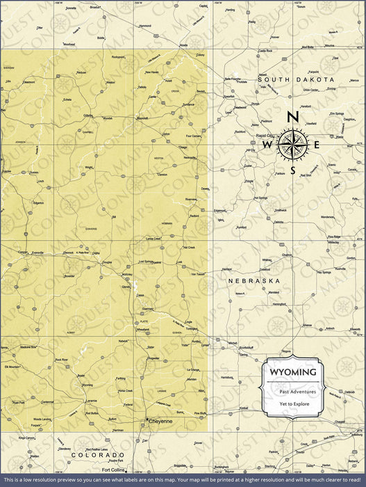 Wyoming Map Poster - Yellow Color Splash CM Poster