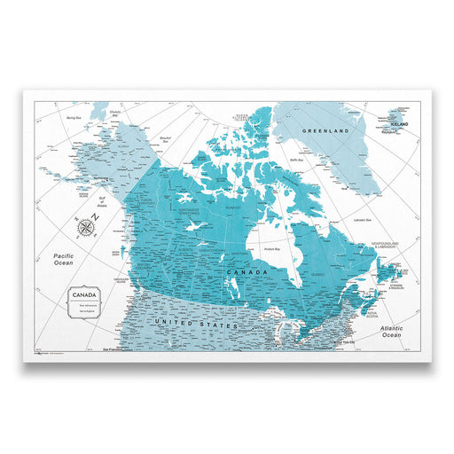 Canada Map Poster - Teal Color Splash