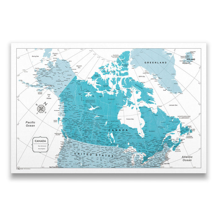 Push Pin Canada Map (Pin Board) - Teal Color Splash CM Pin Board