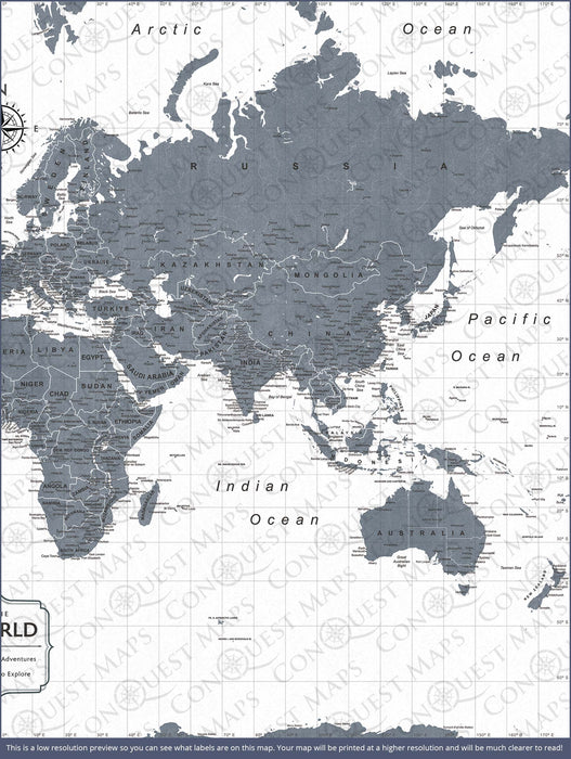 Push Pin World Map (Pin Board) - Dark Gray Color Splash CM Pin Board
