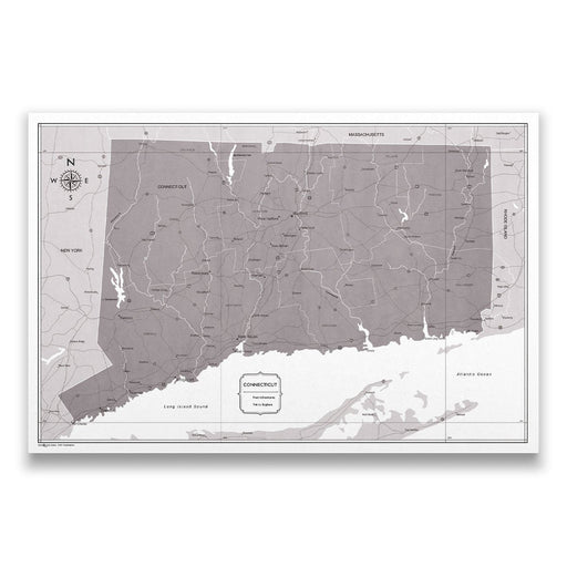 Push Pin Connecticut Map (Pin Board) - Dark Brown Color Splash CM Pin Board