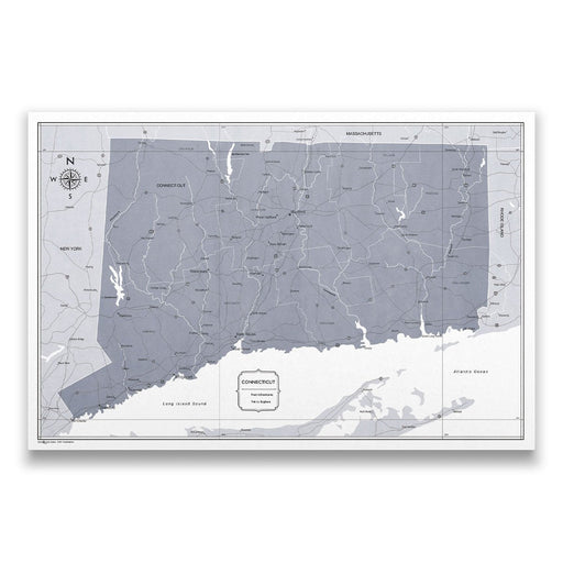 Push Pin Connecticut Map (Pin Board/Poster) - Dark Gray Color Splash CM Pin Board