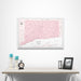 Connecticut Map Poster - Pink Color Splash CM Poster