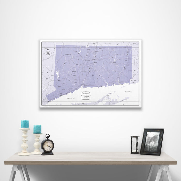 Connecticut Map Poster - Purple Color Splash CM Poster