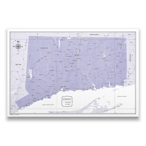 Push Pin Connecticut Map (Pin Board/Poster) - Purple Color Splash CM Pin Board