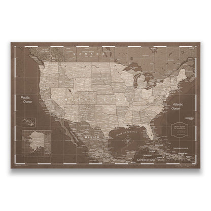 Push Pin USA Map (Pin Board) - Deep Espresso CM Pin Board