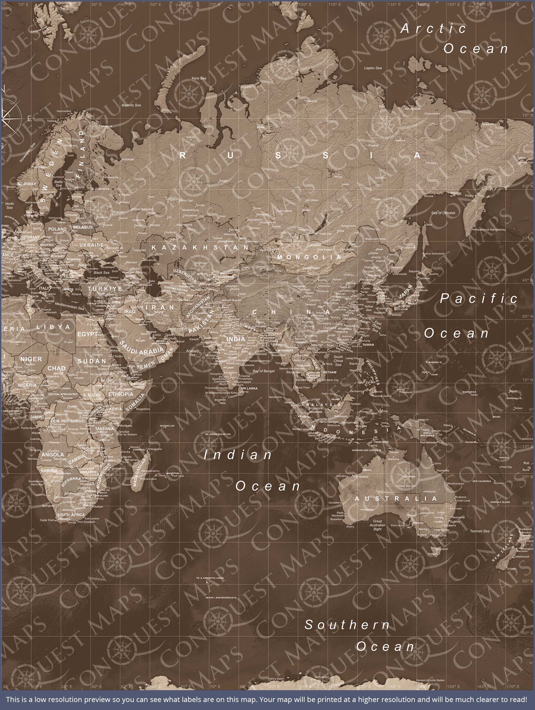 Push Pin World Map (Pin Board) - Deep Espresso CM Pin Board