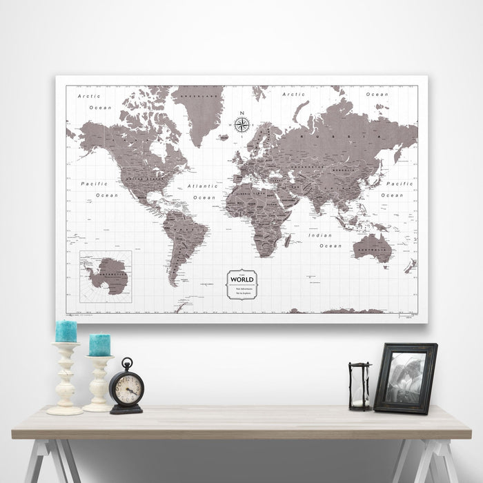 World Map Poster - Dark Brown Color Splash CM Poster