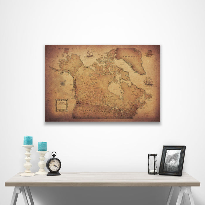 Canada Map Poster - Golden Aged CM Poster