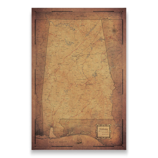 Push Pin Alabama Map (Pin Board) - Golden Aged CM Pin Board