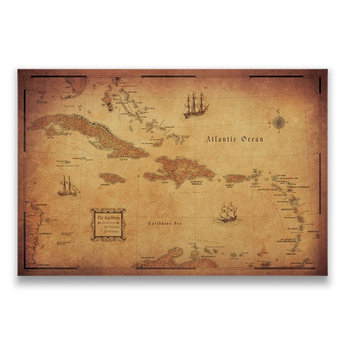 Caribbean Poster Map - Golden Aged CM Poster