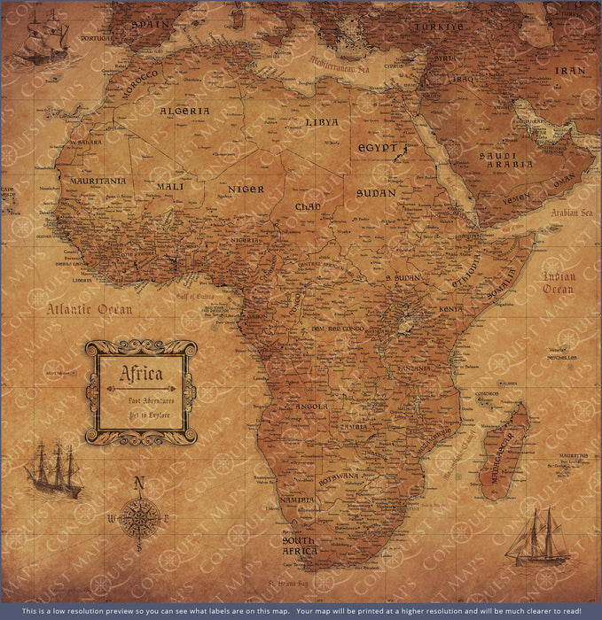 Push Pin Africa Map (Pin Board) - Golden Aged CM Pin Board