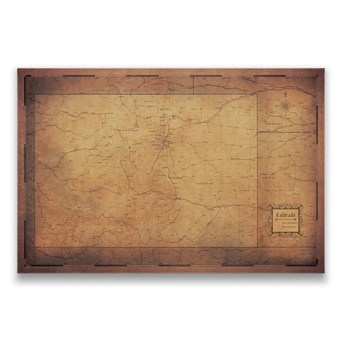 Colorado Map Poster - Golden Aged CM Poster