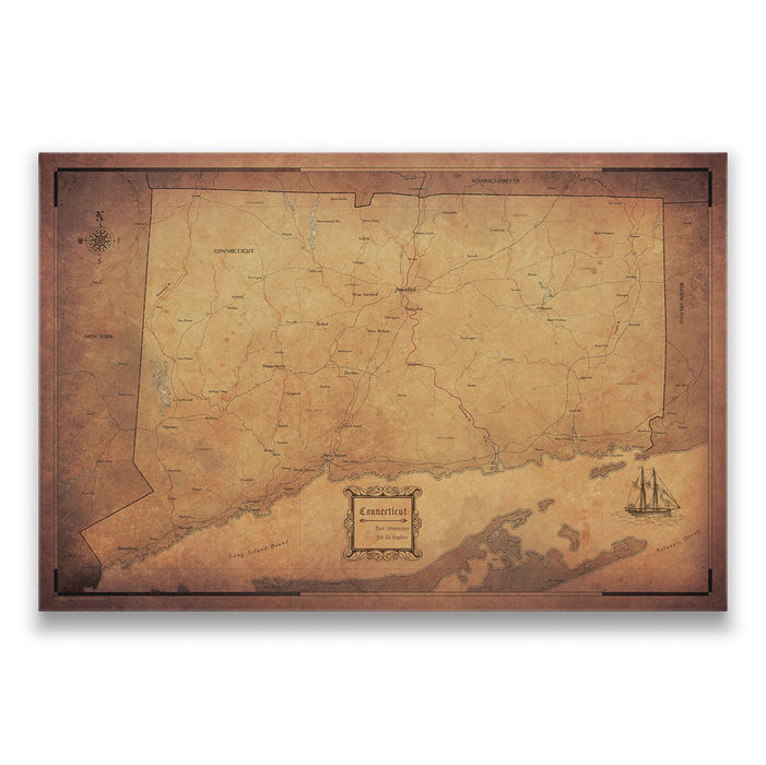 Push Pin Connecticut Map (Pin Board) - Golden Aged CM Pin Board