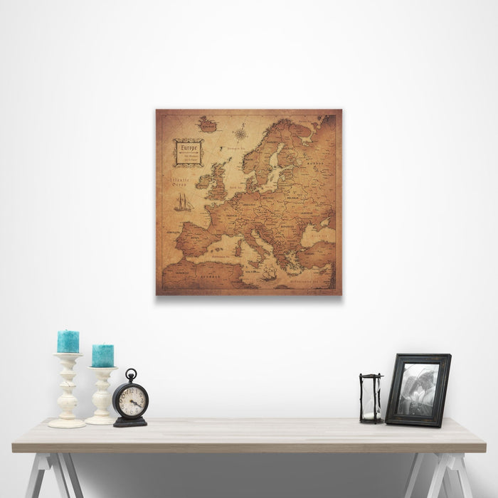 Europe Map Poster - Golden Aged CM Poster